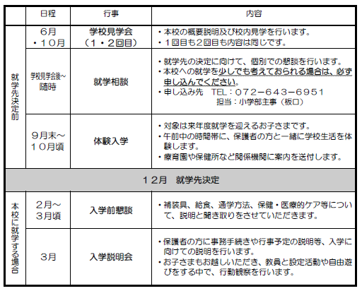 小学部入学案内