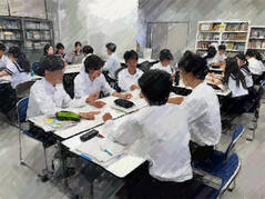 260609【写真】授業の風景㉚（１年「家庭基礎」、子どもの発達と保育（紫陽花の折り紙と手遊び）） (1).JPGのサムネイル画像