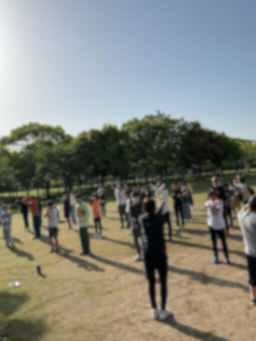 中２宿泊学習「朝はやっぱり、ラジオ体操」
