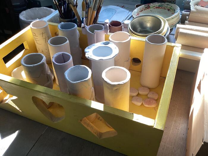 みんなで作った陶芸。