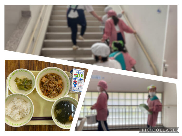 給食準備がんばっています