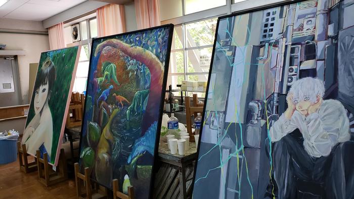 9月7日(土)牧高祭初日開催~美術室には美術部員の作品を展示