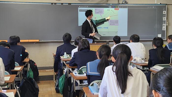 5月10日(金)2限に1年生の物理基礎の授業を見学しました。