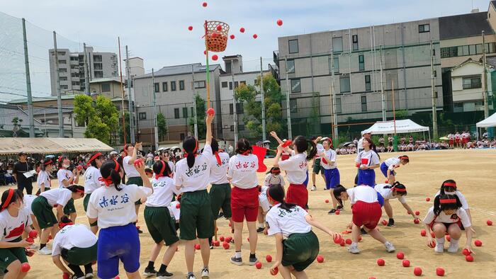 6月6日（木）女子の玉入れが始まりました。