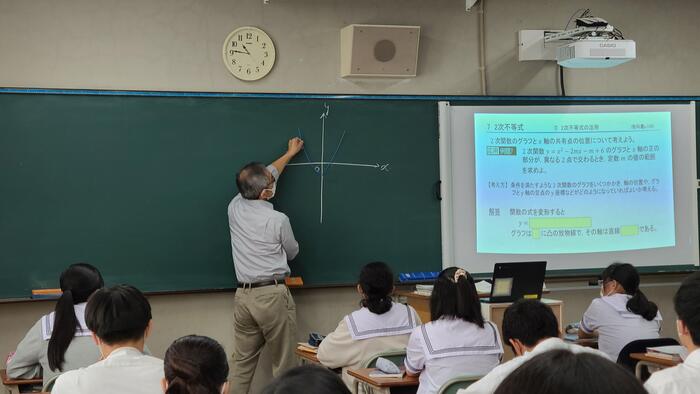 9月22日（木）3限に1年生の数学Ⅰ、5限に3年生の英語の授業を見学しました。