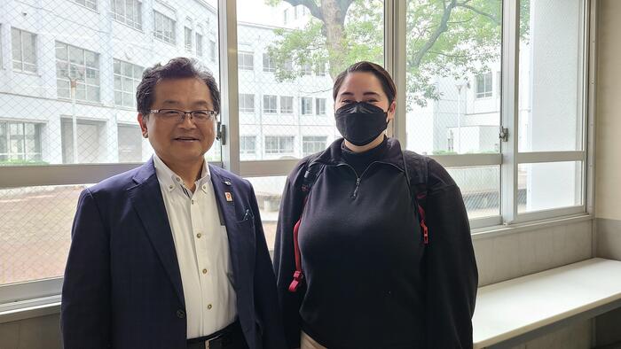 6月23日（金）関西外国語大学のアメリカ人留学生Jennaさんのグローバルインターンシップ最終日 ～～ 最後の挨拶に来てくれました。
