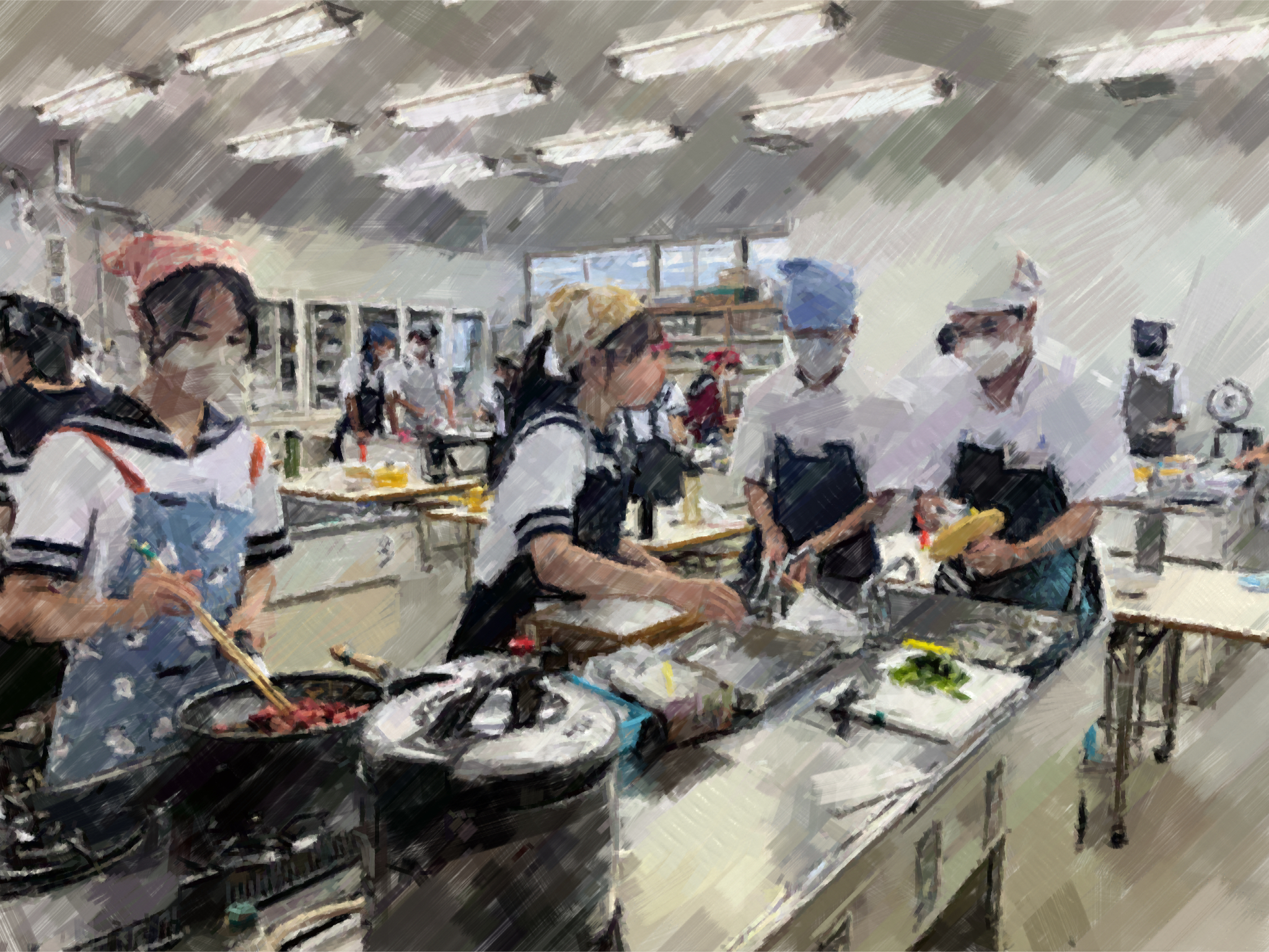 260914【写真】授業の風景65（２年「生活科学」、牛肉のちらし寿司、麦茶） (1).JPG