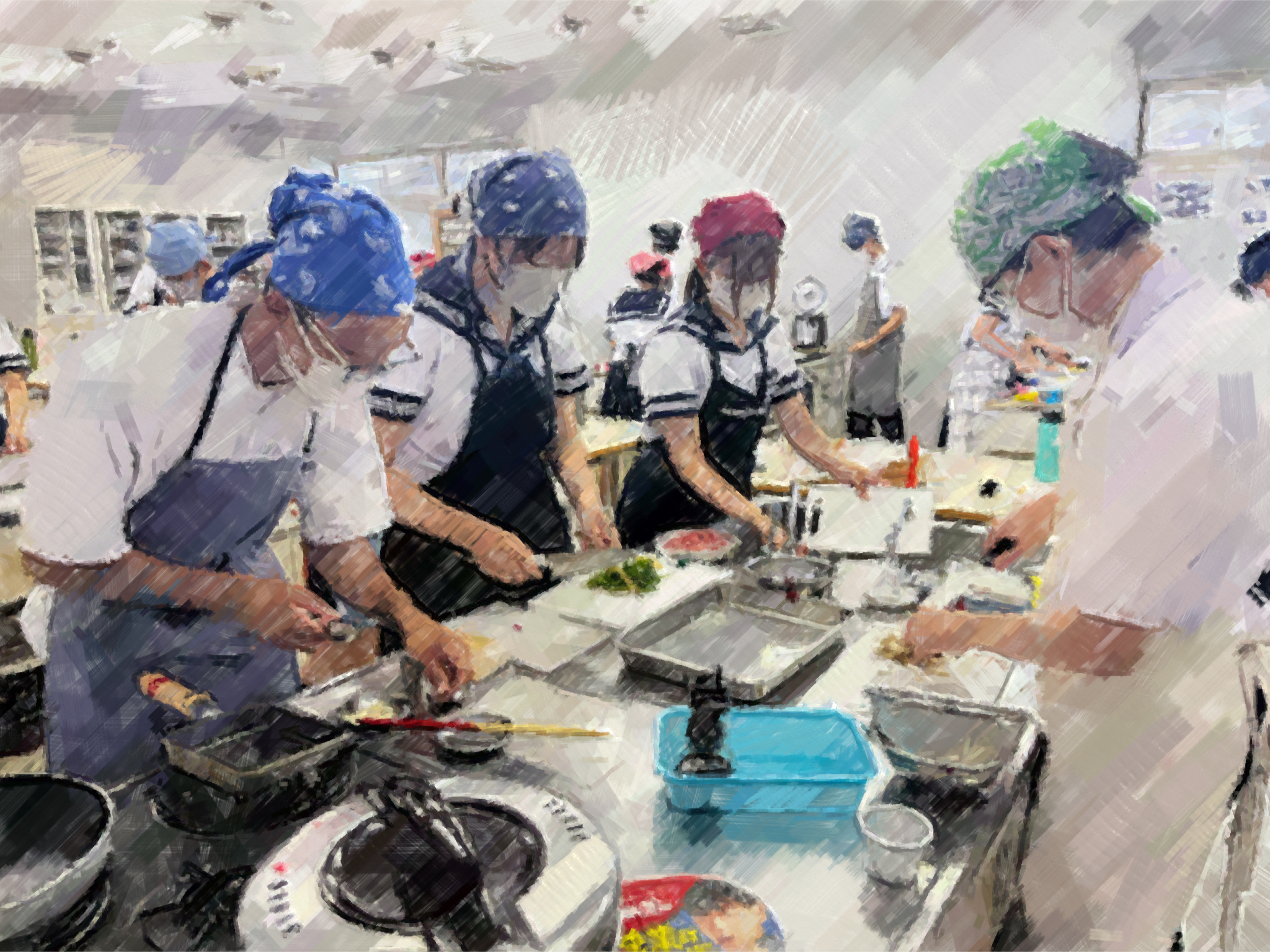 260914【写真】授業の風景65(2年「生活科学」、牛肉のちらし寿司、麦茶) (3).JPG
