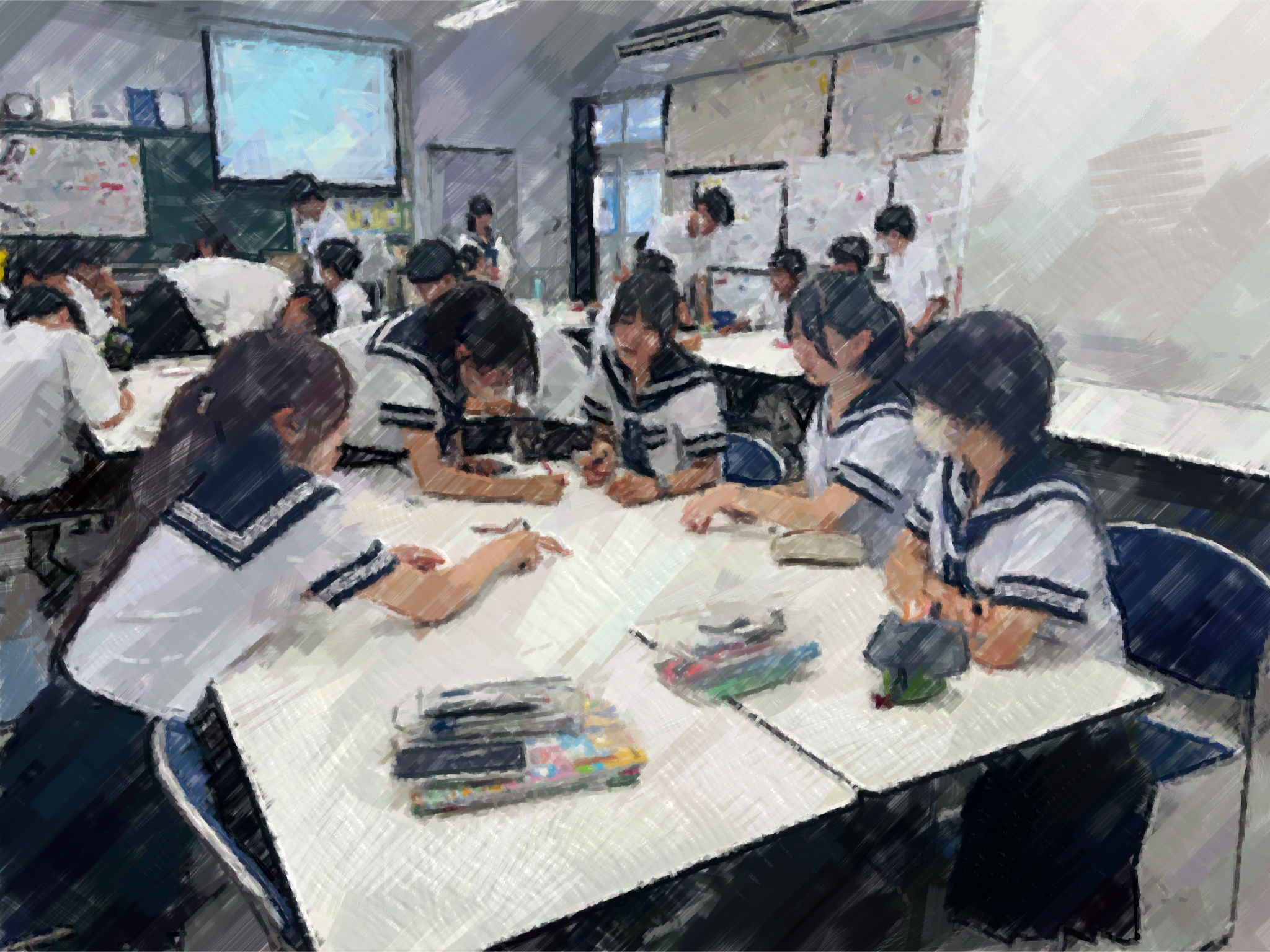 260825【写真】授業の風景58（１年「家庭基礎」、人生すごろく（制作①）） (1).JPG