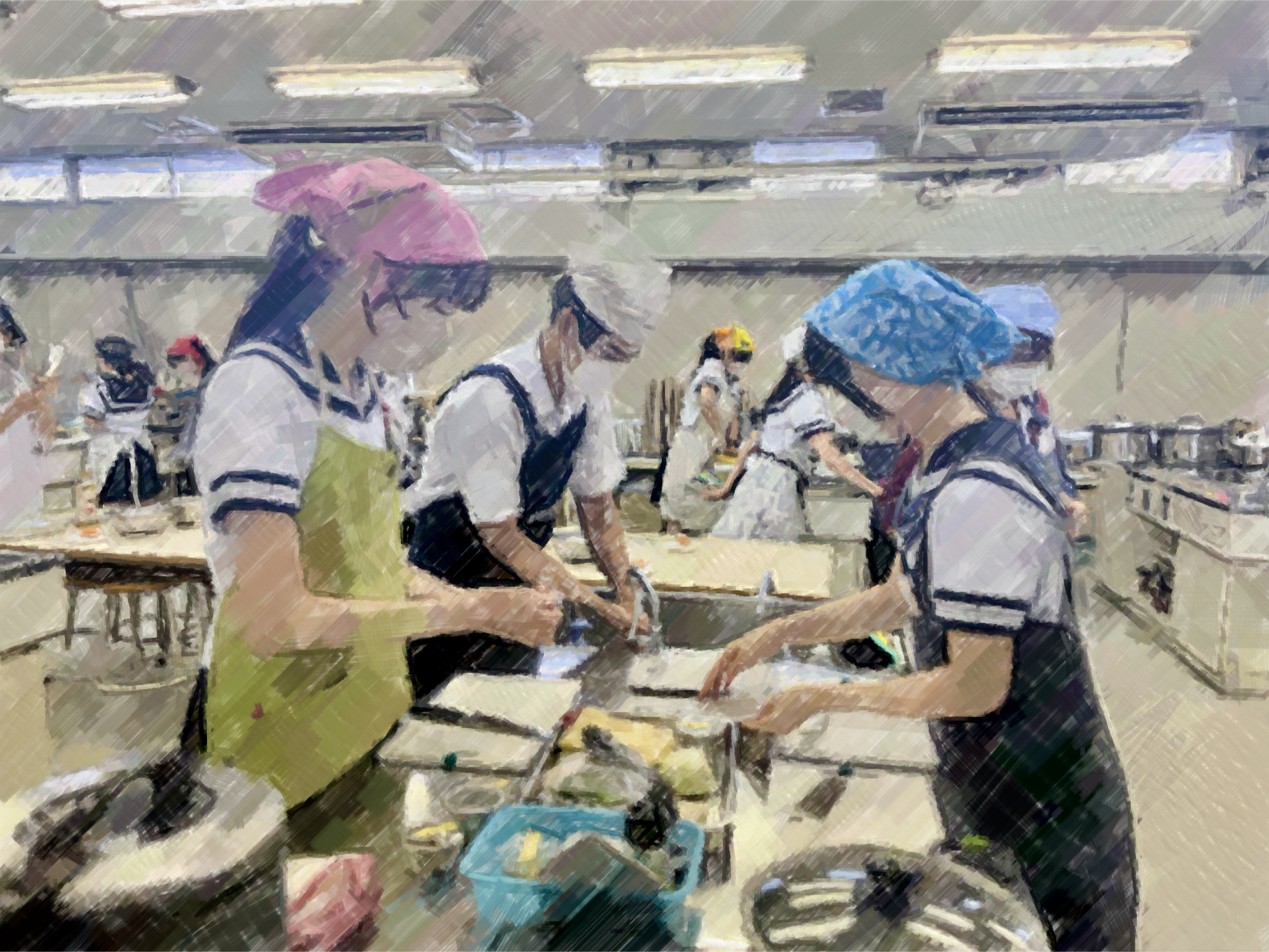 260904【写真】授業の風景62（３年「生活文化」、夏野菜のだしカレー、にんじんの蒸しケーキ、お茶） (4).jpg